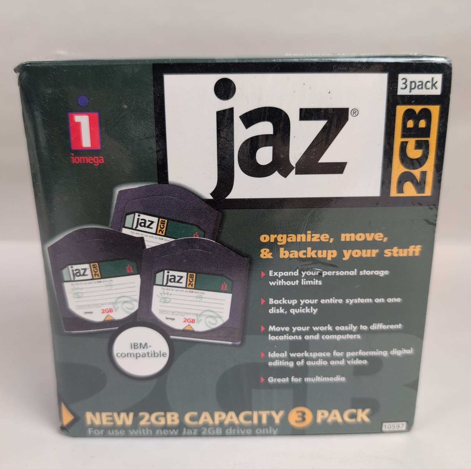 Iomega Jaz 2GB Disk 10597 Media 3-Pack NEW