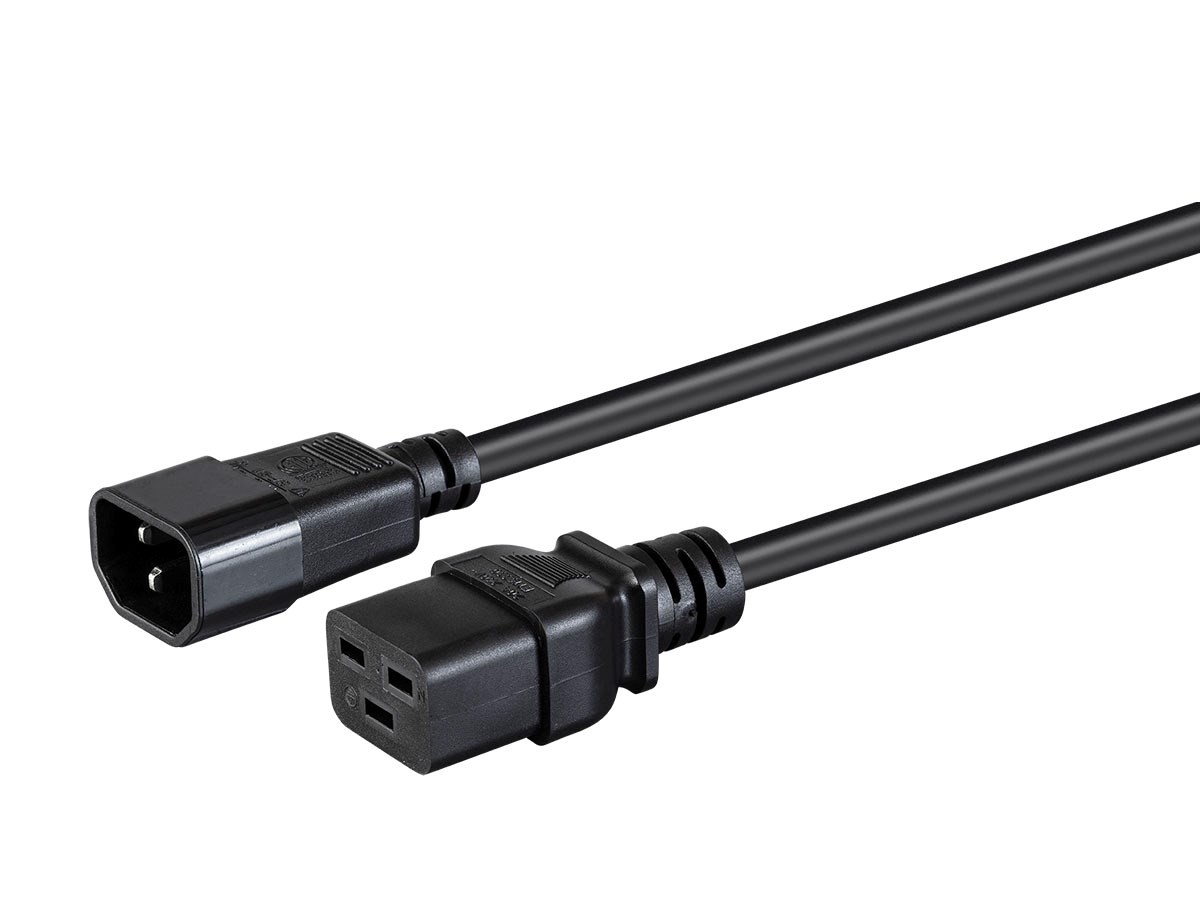 Power Cord – 6ft – Black | IEC 60320 C19 to IEC 60320 C14, 16AWG, 10A, 100-250V