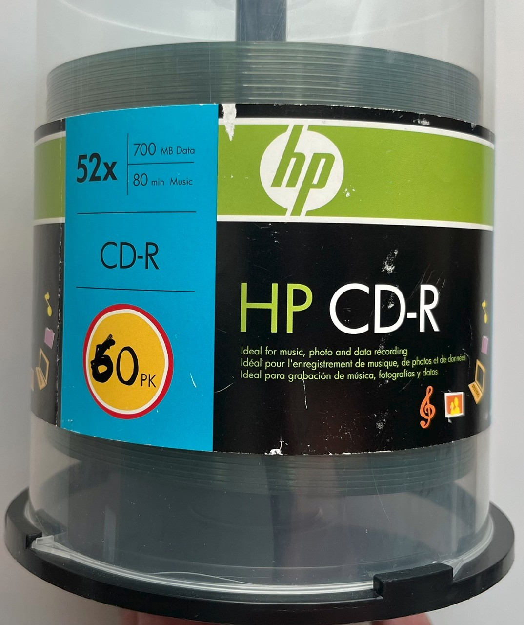 HP CD-R 700Mb 52x Blank Recordable Discs – New, Unused, Open Box (60 Pack)