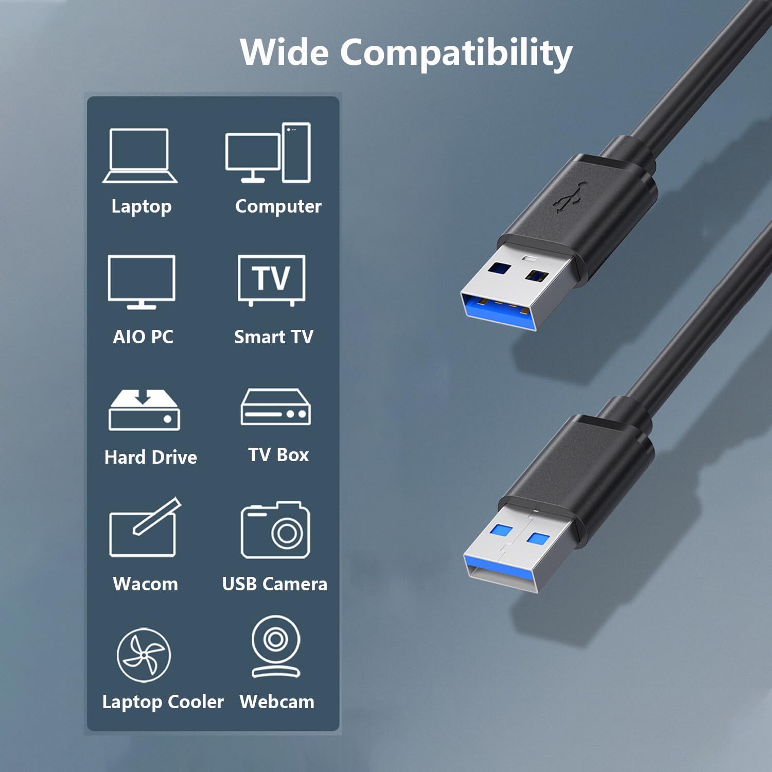 USB 3.0 A Male to A Male Cable Data Transfer Super Speed Power Charger Metal Lot
