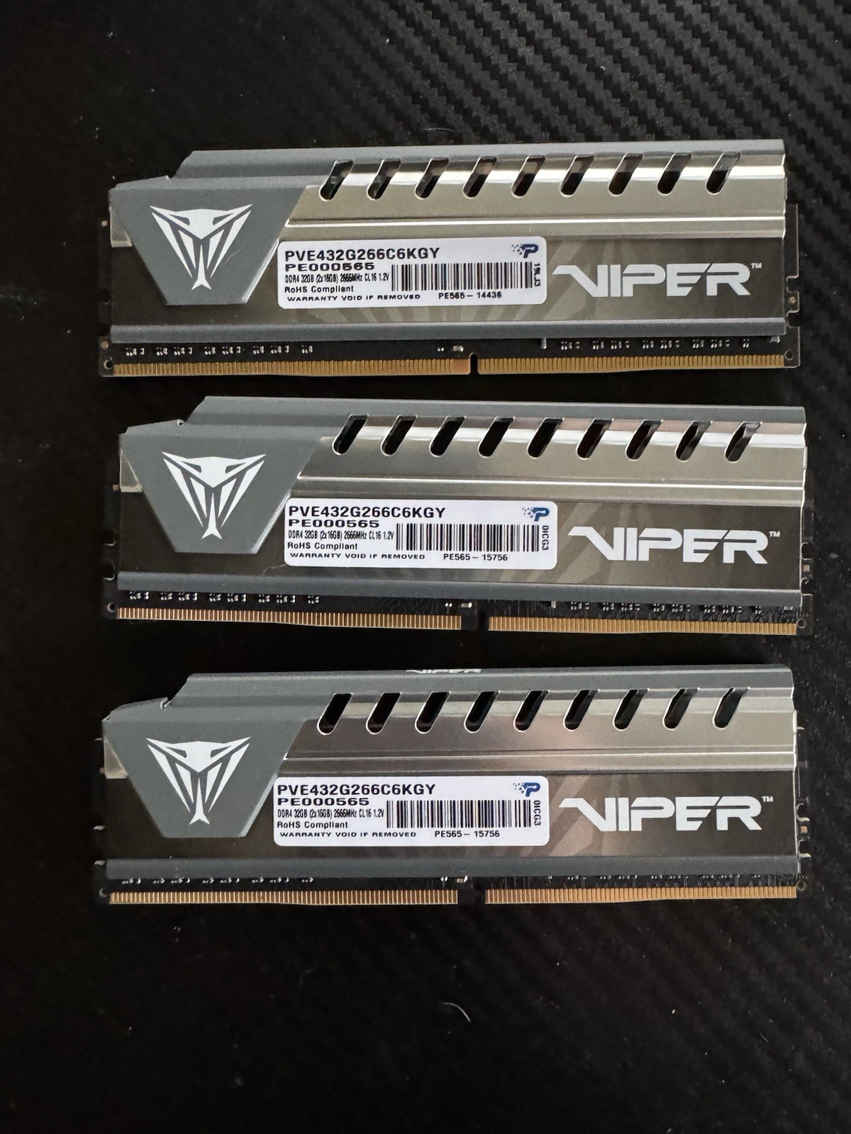 Patriot Viper Elite Series DDR4 48GB (3x16GB) Taken From Working Unit