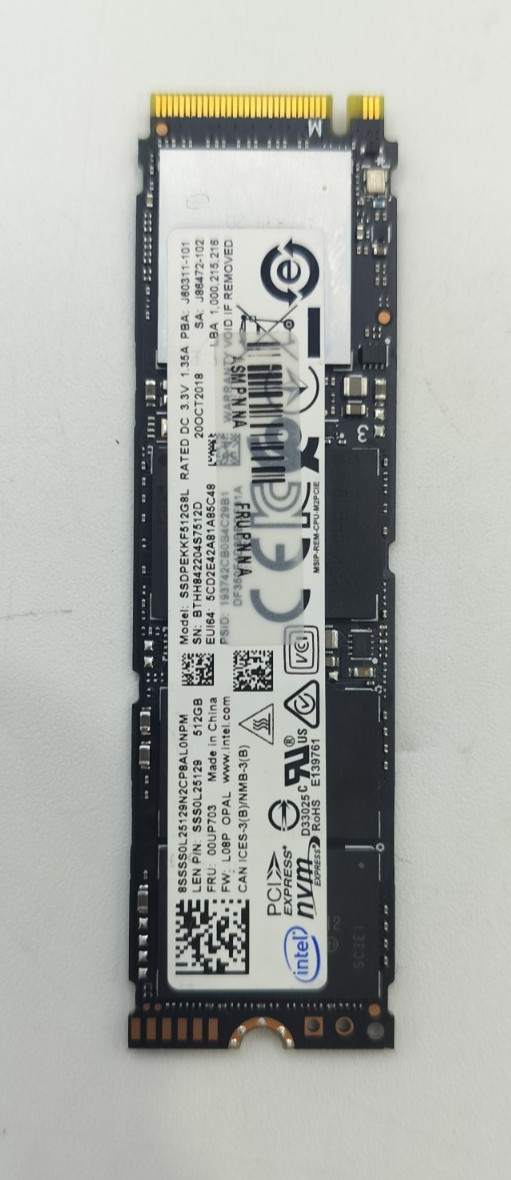 Intel Pro 7600p 512GB M.2 NVMe PCIe Gen 3 x 4 2280 SSD SSDPEKKF512G8L (1 Unit)