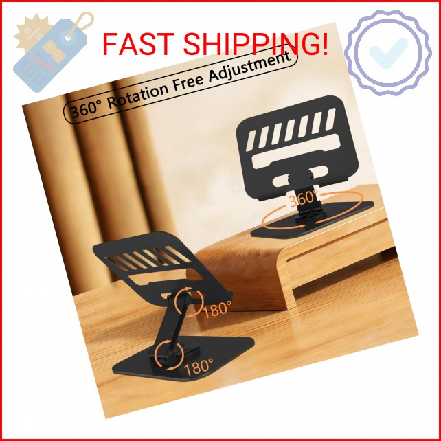 TAPMEI Large Metal Tablet Stand 360° Rotation for 4-16” Tablet, Black