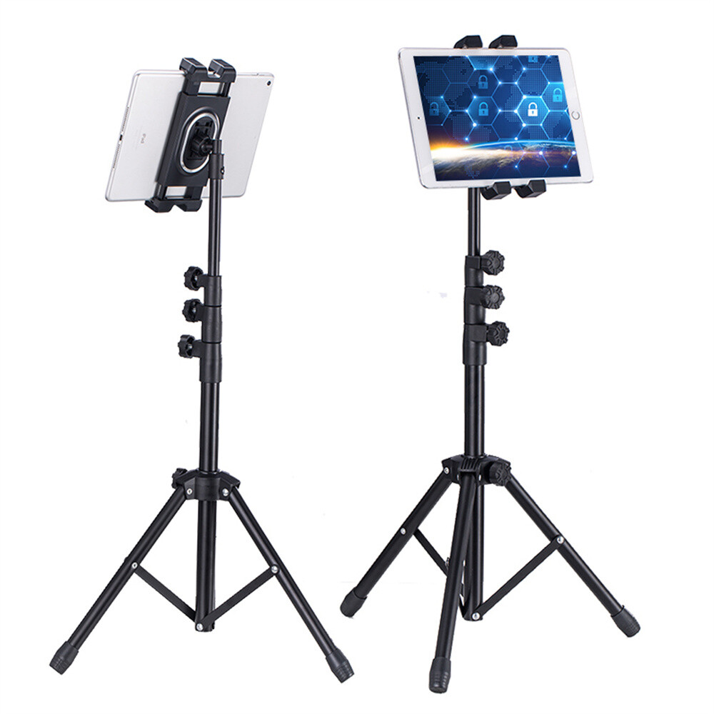 Adjustable Floor Tripod Stand Carrying Music Bracket for iPad 4.7-12.9″ Tablets