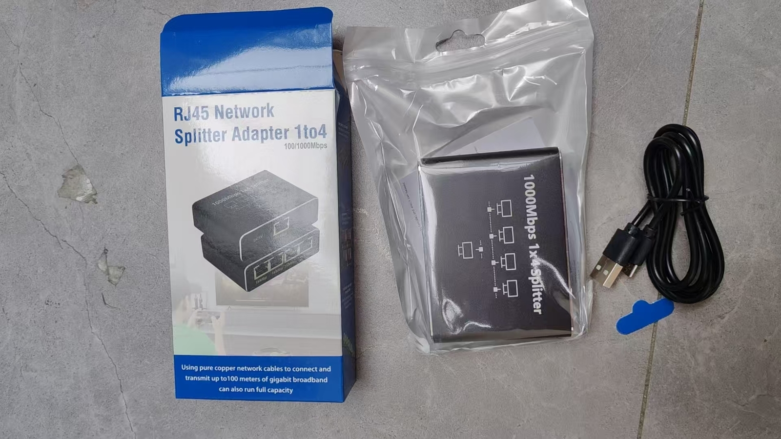 Gigabit Ethernet Splitter 1 to 4 Port RJ45 LAN Network Adapter 1000Mbps for PC