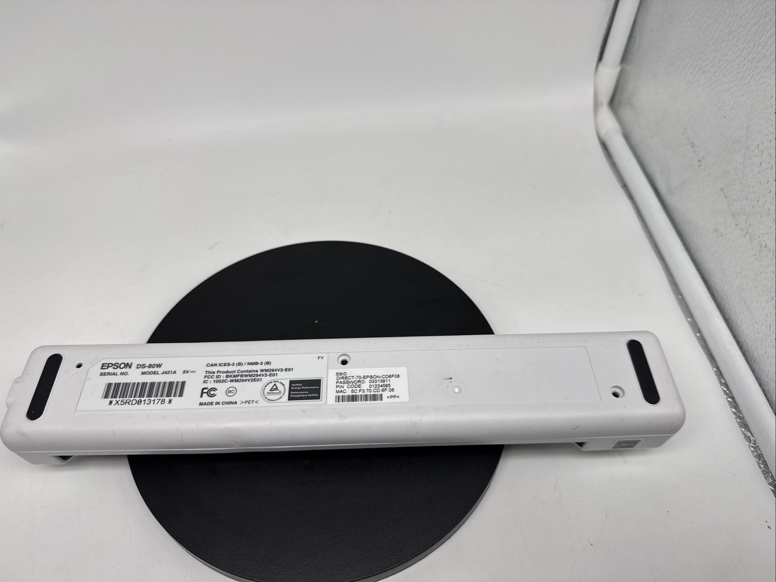 Epson DS-80W Sheetfed Scanner – 600 dpi Optical – TESTED