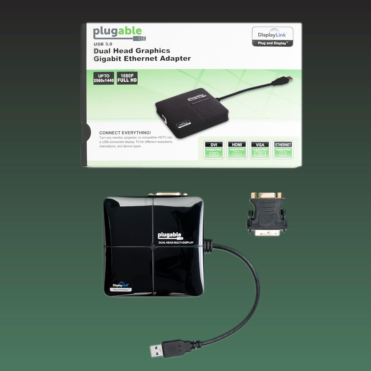 Plugable USB 3.0 Laptop Docking Station – Dual Monitor (HDMI & DVI/VGA), Gigabit