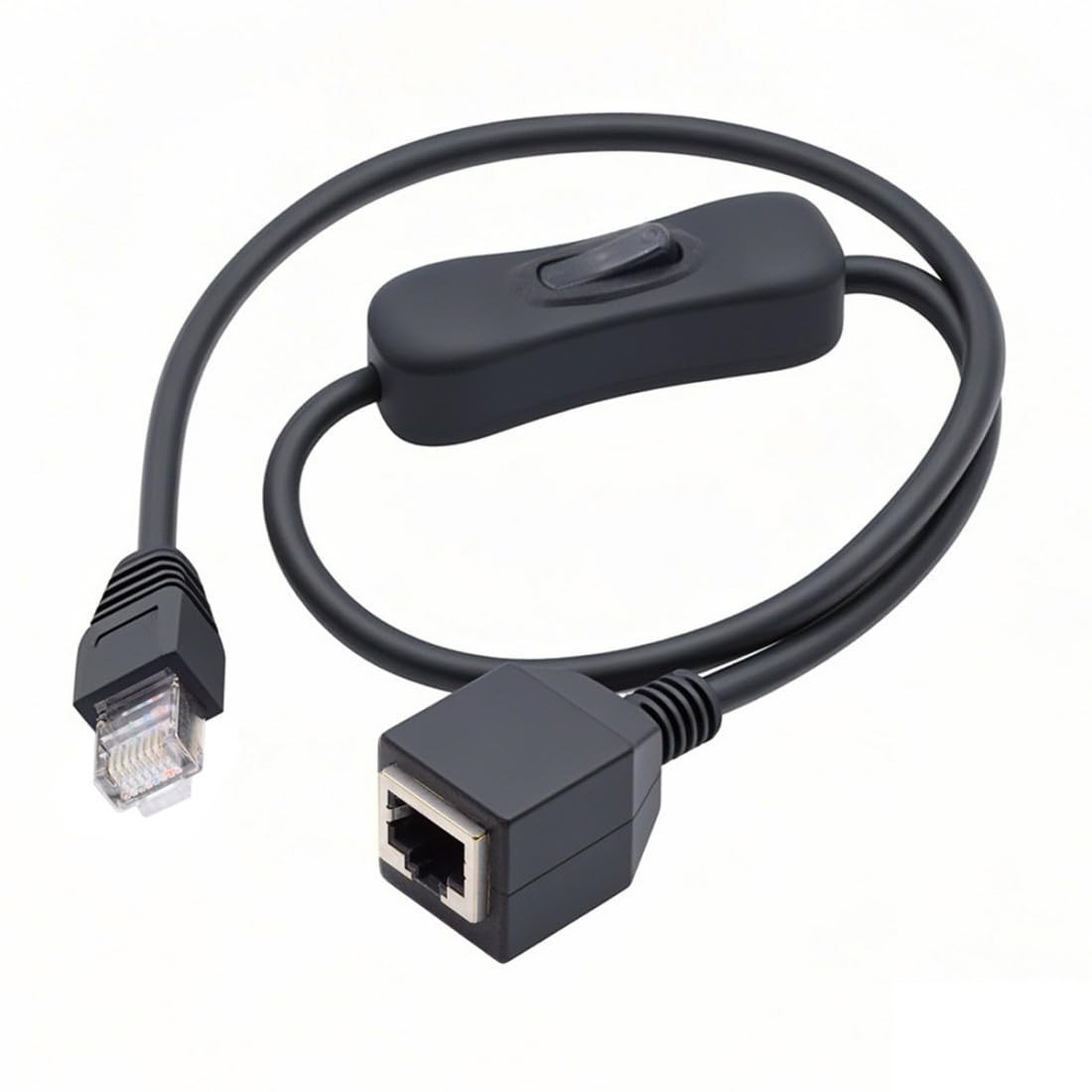 RJ45 Switch Extension Cable,Cat6 RJ45 Male to Female with On/Off Switch Button E