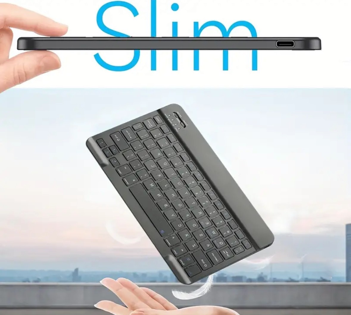 Slim Portable Wireless Keyboard Rechargeable Bluetooth for Tablet Phone Laptop