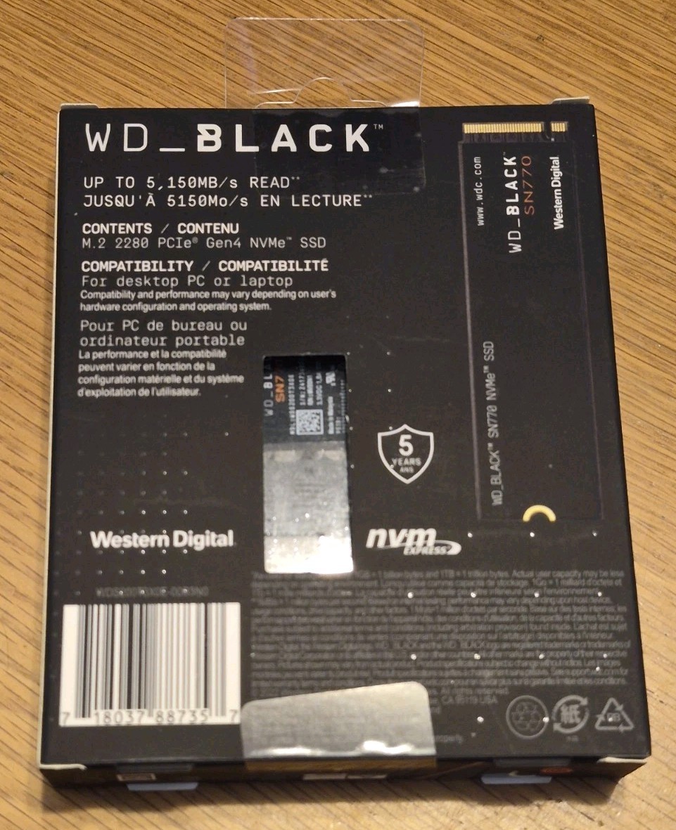 WD BLACK SN770 NVMe Internal SSD 2TB Game Drive – NEW Factory Sealed FREE SHIP