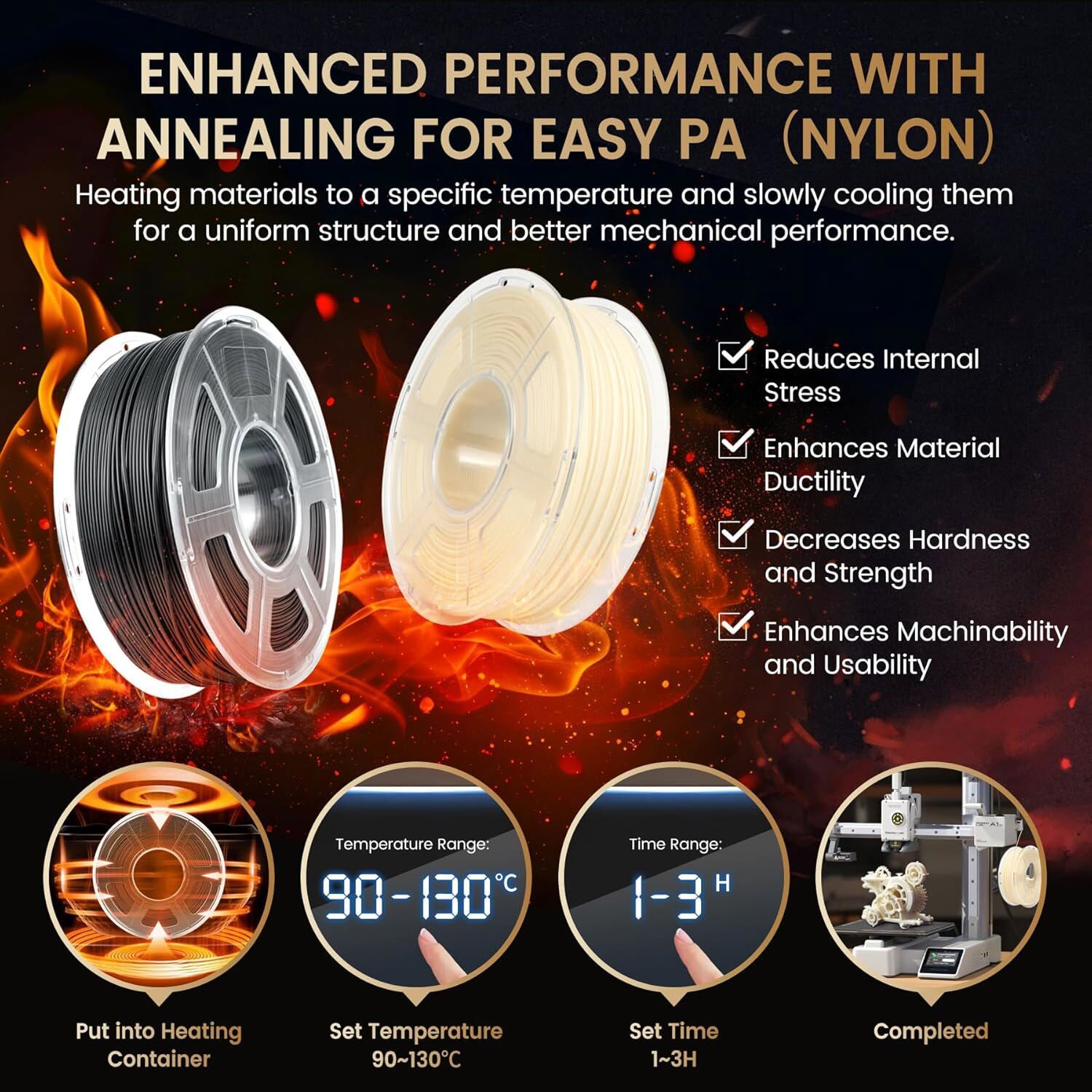SUNLU 1.75MM PP/Easy PA/PA6-CF/PA12-CF/PC-ABS 3D Engineering Filament 1KG/0.8KG