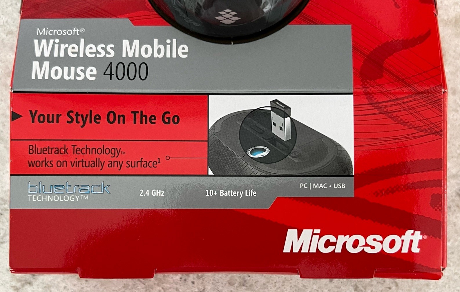 Microsoft Mobile 4000 Wireless BlueTrack Mouse 1383, 1447 Windows 7 Sealed NOS
