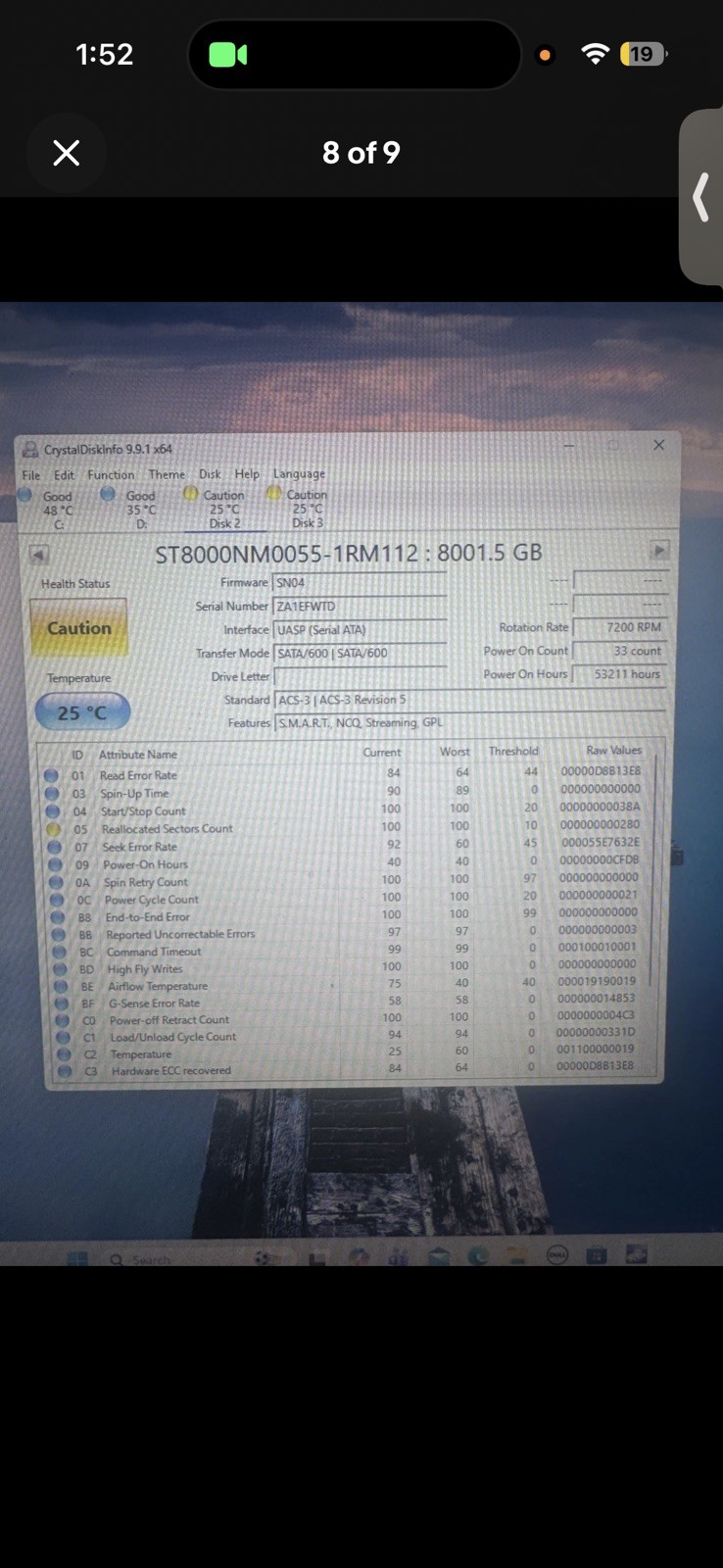 Lot of 2 Seagate Exos 7E8 8TB Enterprise HDD ST8000NM0055 SATA 16TB READ!!