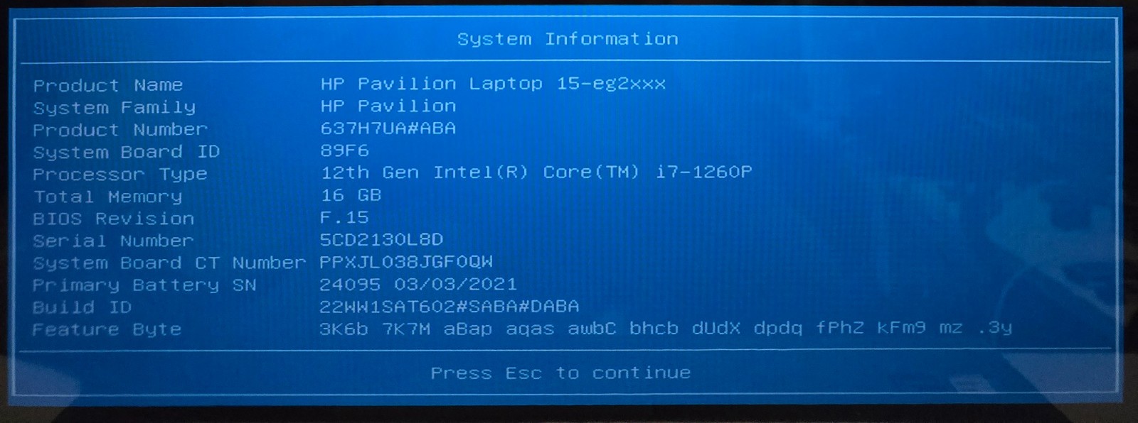 HP Pavilion 15-eg2078nr 15.6″ i7-1260P 500GB SSD 16GB