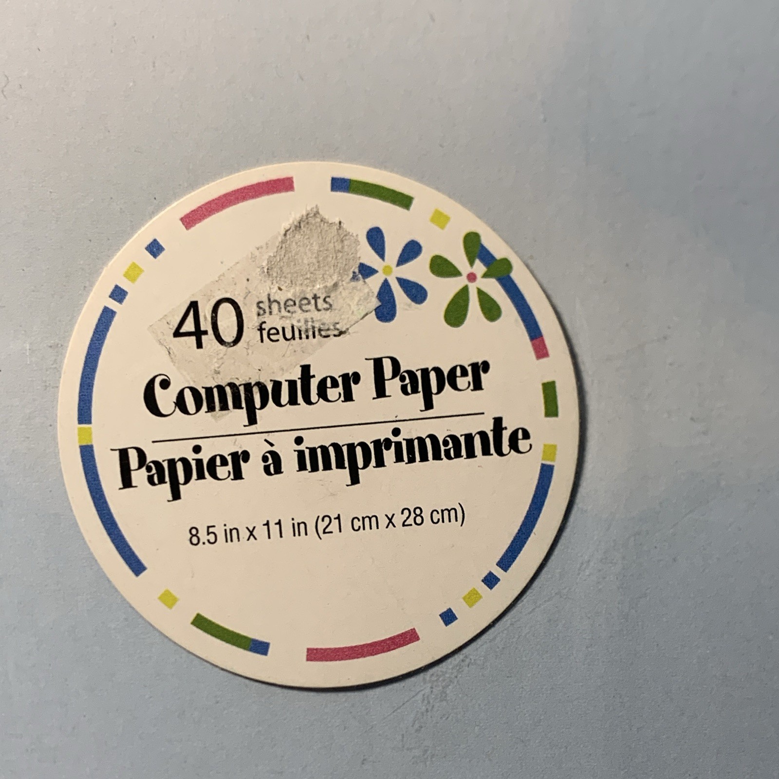 Computer Paper 40 Sheets Letter 8.5 x 11 in Colored Finish White Inkjet/Laser