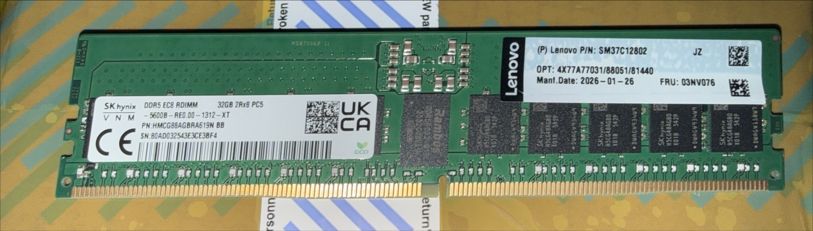 4X77A88051 4X77A81440 03NV076 ThinkSystem 32GB TruDDR5 5600MHz (2Rx8) RDIMM