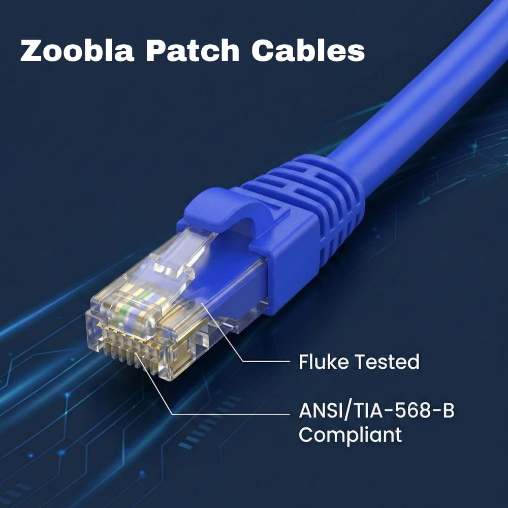 Cat7 SFTP Ethernet Patch Cord 0.5Ft – 100% Pure Copper LAN Cable, Double Shielde