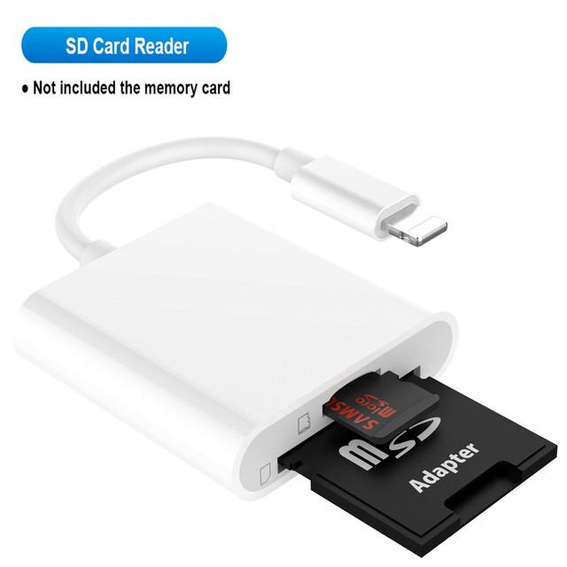 TF/SD Card Adapter Camera Reader for iPad iPhone6 7 8 Plus 13 14 17 Pro X Xs LOT