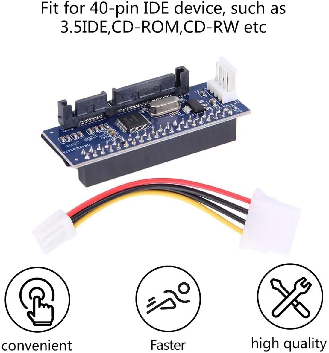 IDE/PATA 40Pin Disk To SATA Female Converter Adapter PCBA For 3.5″ Hard disk