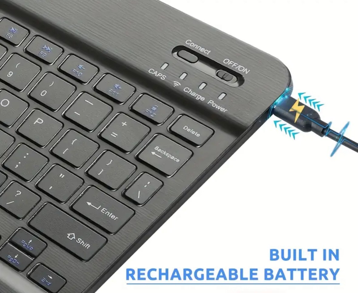 Slim Portable Wireless Keyboard Rechargeable Bluetooth for Tablet Phone Laptop