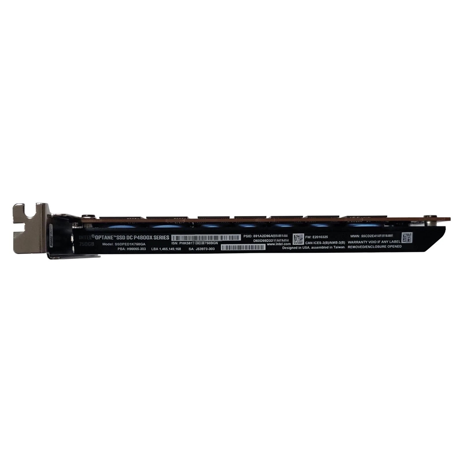 used Intel 750GB SSD P4800X Optane DC PBW HHHL PCIe 3.0 x4 NVMe SSDPED1K750GA01