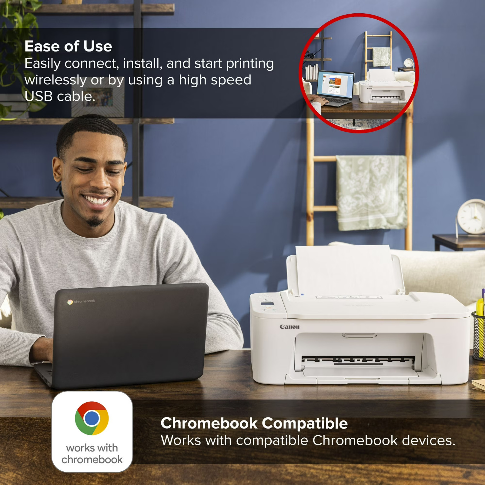 Canon PIXMA TS3722 Wireless All-in-One Inkjet Printer Home Office Fast Ship USA