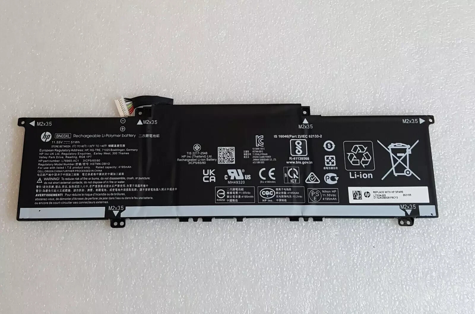 Genuine HP Envy Battery BN03XL 13m-bd0023dx 11.55V 51Wh L77034-005 L76965-271