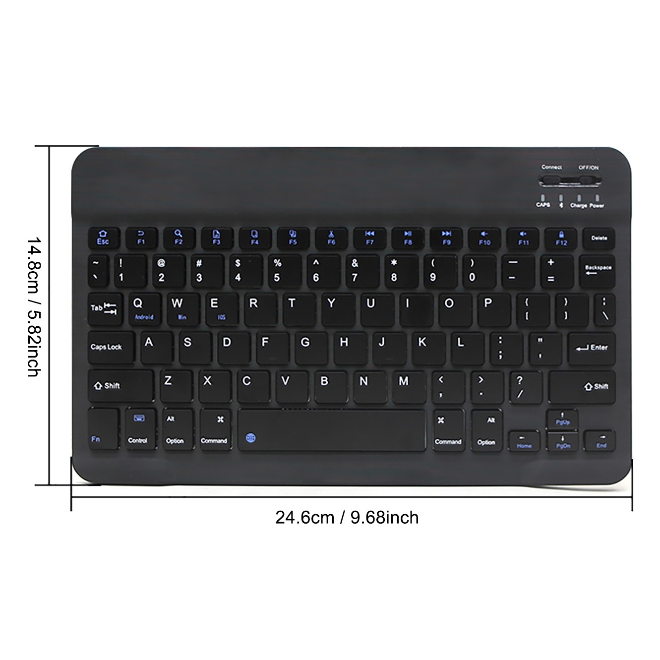 BLACK 10″ Wireless Slim Bluetooth Keyboard Universal For iPad PC Laptop Tablet