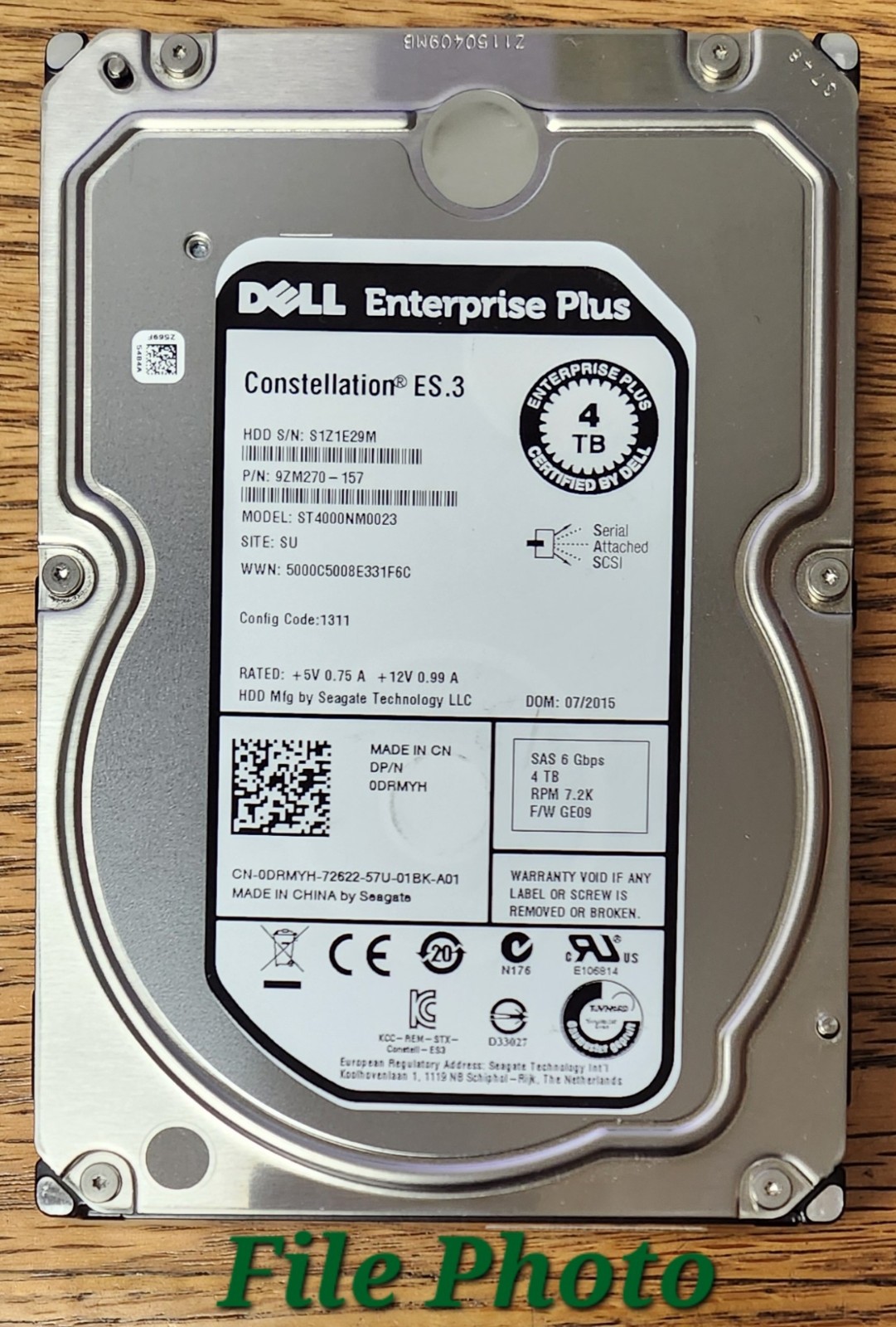 (Lot of 2) Dell Enterprise 4TB 3.5″ 7200RPM SAS Internal HDD ST4000NM0023 0DRMYH