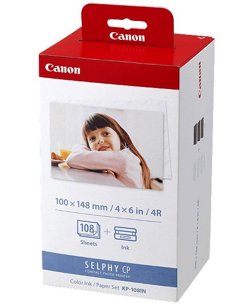 Canon KP-108IN Selphy 4×6 Color Ink Paper Set 108 Sheets with 3 Toners 3115B001