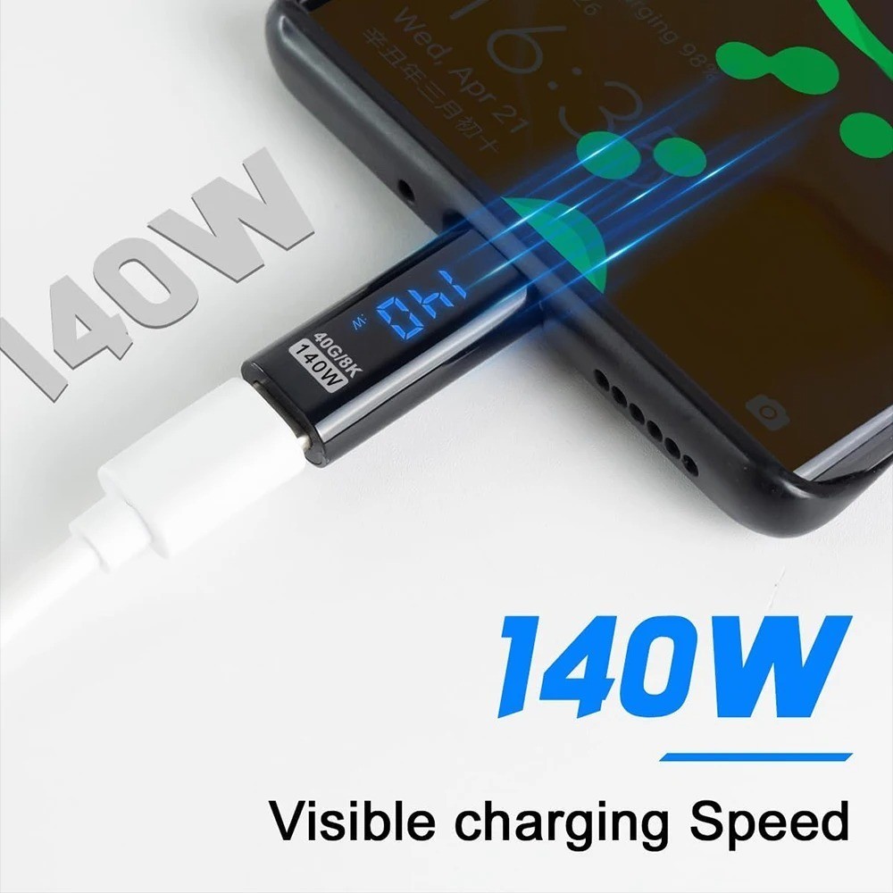 1pcs USB C 140W Adapter LED 40Gbps Type C Extender USB4 Thunderbolt Meter Tester