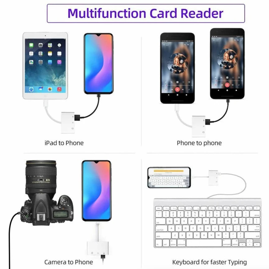3 in 1 Hub Converter Type-C Adapter USB C SD Card Reader For MacBook Pro Laptop