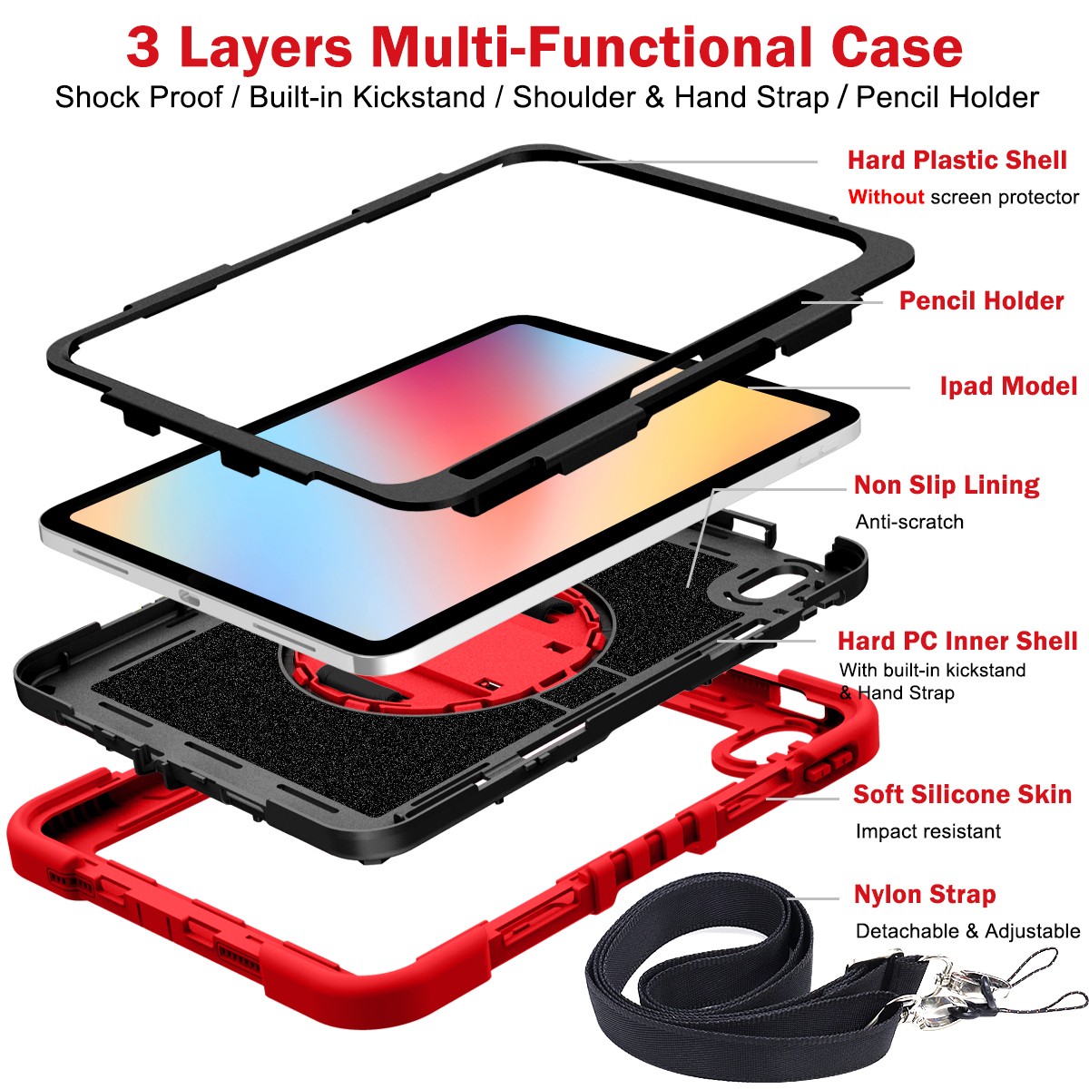 Heavy Duty Shockproof Stand Case Cover For iPad 9th/8th/7th/6th/5th Generation