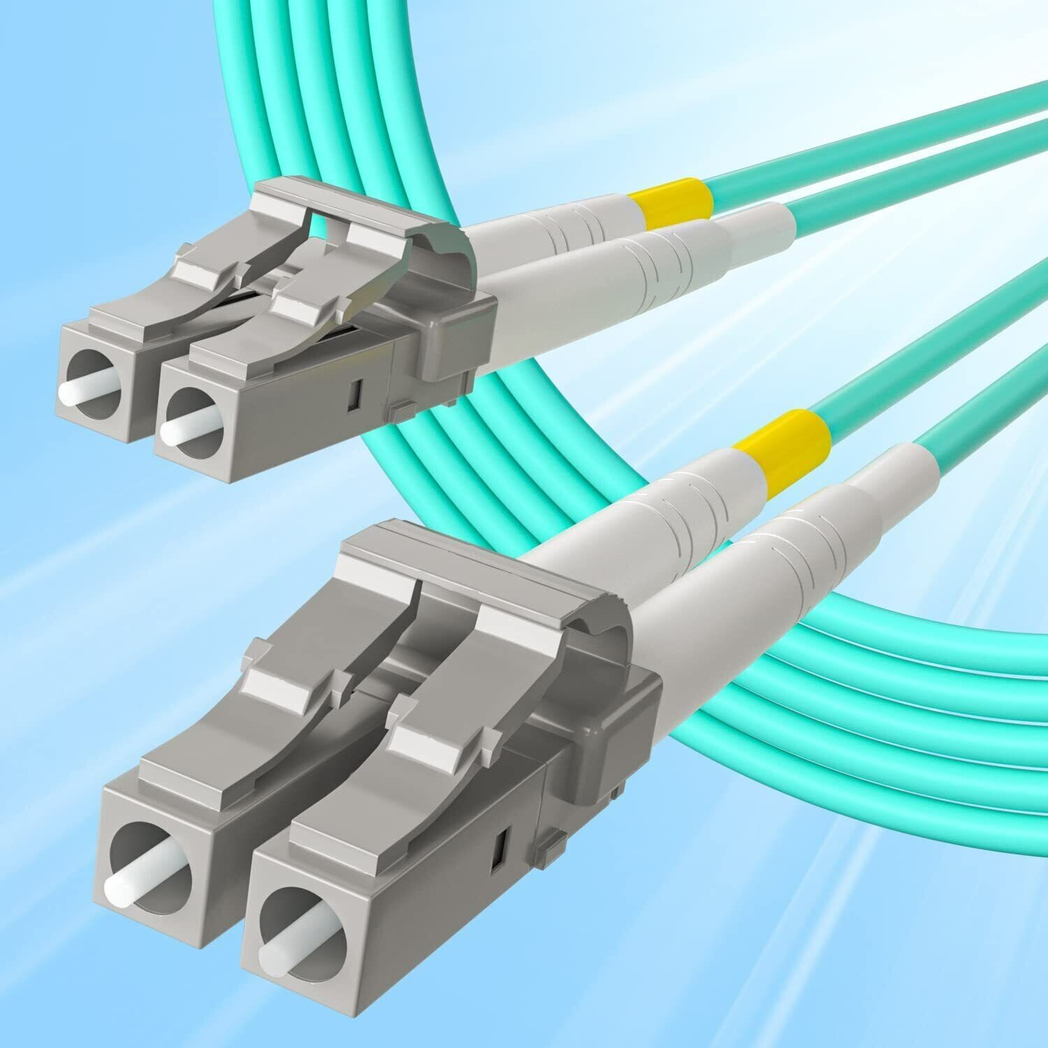 10G LC/UPC-LC/UPC 50/125 OM3 Multimode Duplex Aqua Fiber Optic Patch Cable