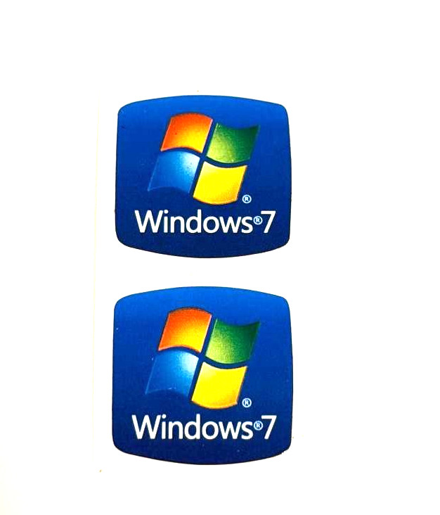 2 x Windows 7 Operating System OS Laptop/PC Sticker Badge Decal 18mm x 18mm