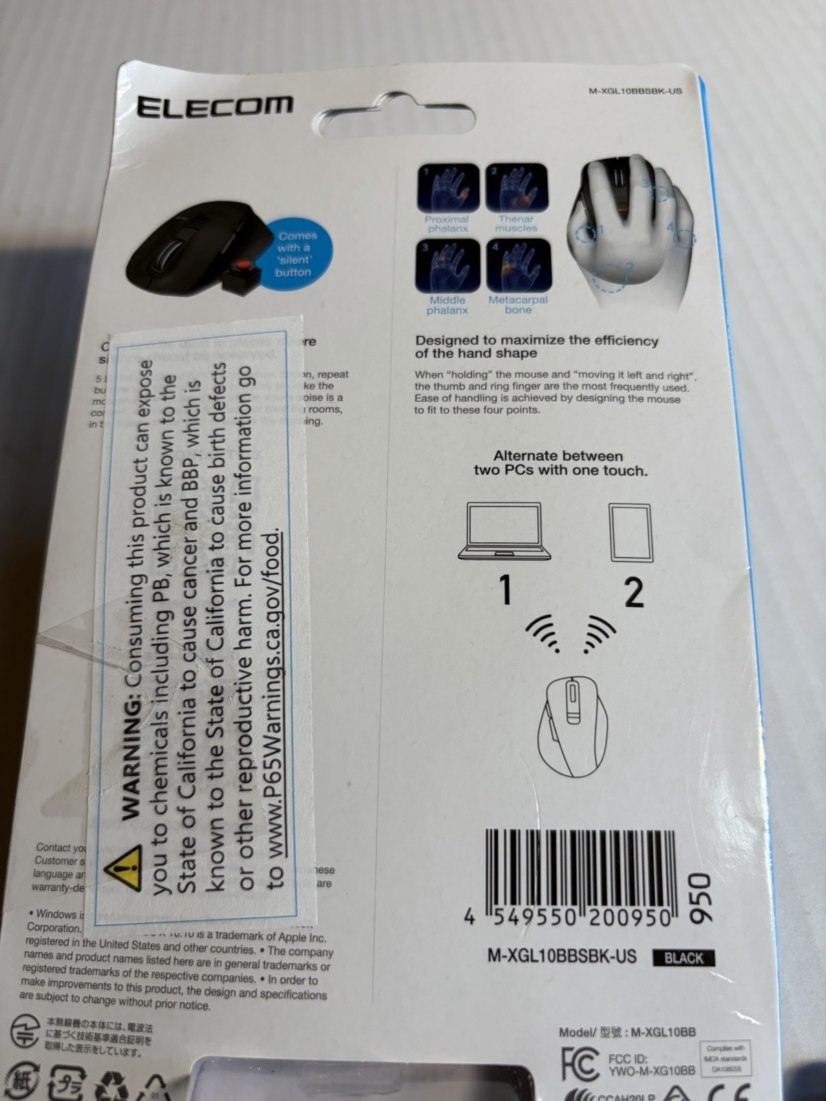 ELECOM Wireless Mouse Silent EX-G L Size Wireless LED Sensor Mouse