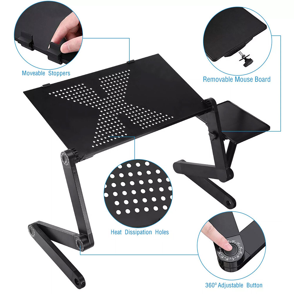 360° Adjustable Laptop Table Stand Lap Sofa Bed Tray Computer Notebook Desk New