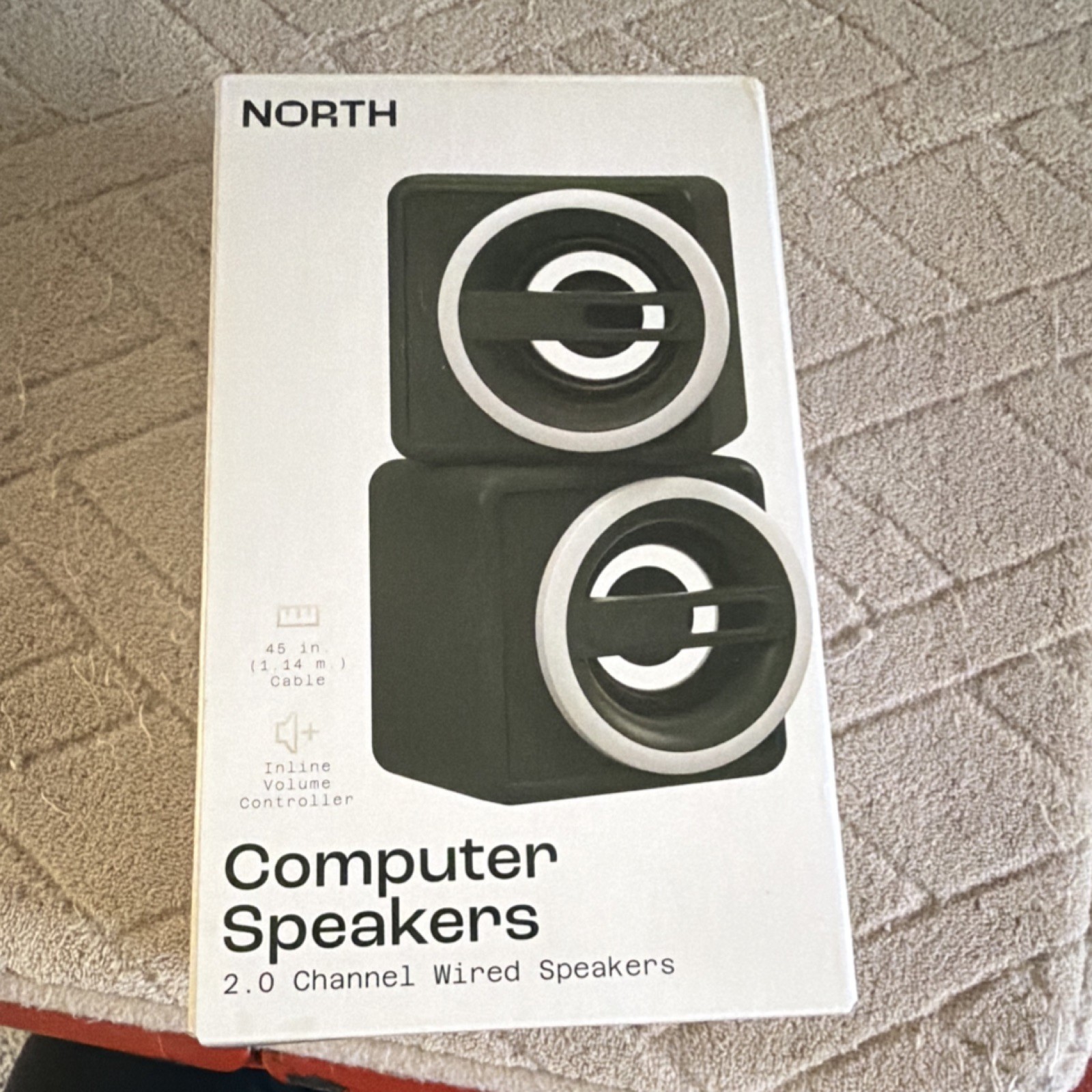 NORTH 2.0 Channel Wired Computer Speakers Inline Volume Controller Black 2.5W