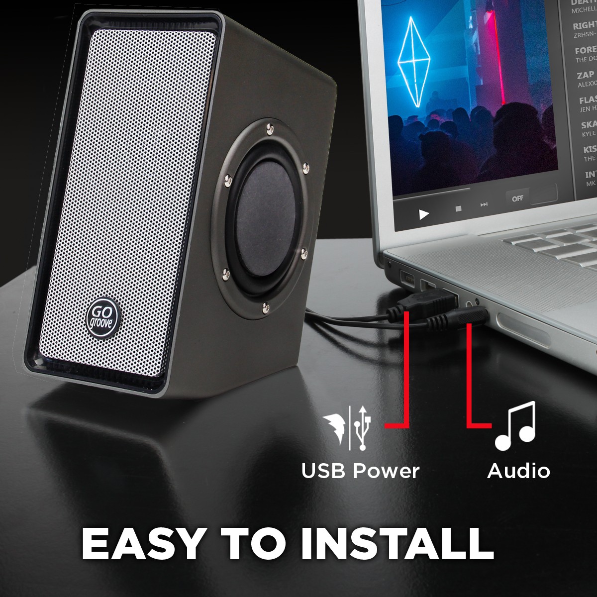 GOgroove SonaVERSE O2 USB Powered Computer Speakers with Dual Passive Woofers