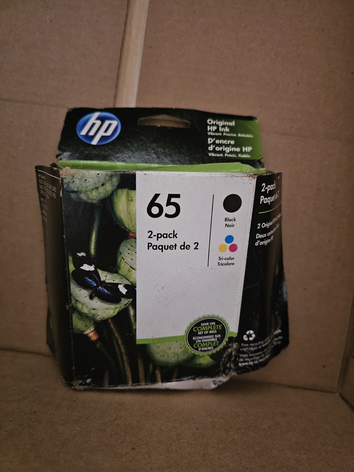 Genuine HP 65 T0A36AN Black & Tri-color Original Ink Cartridges 2-Pack Exp 2020