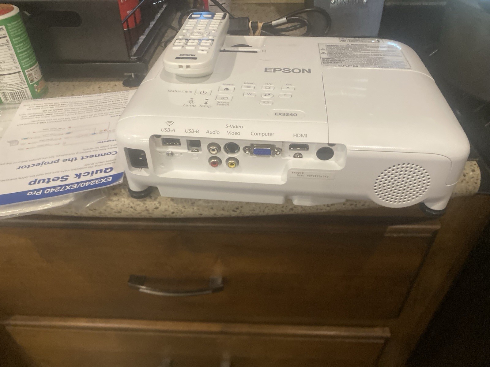 Epson EX3240 Desktop Projector White Built-In Speakers HDMI VGA USB
