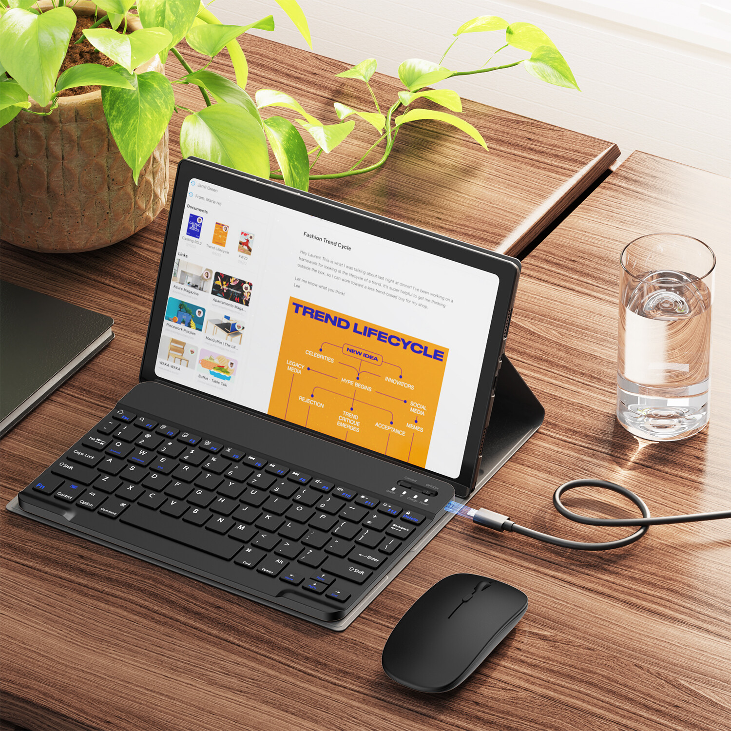 Wireless Bluetooth Keyboard and Mouse Set Rechargeable for iPad Laptop Mac PC US