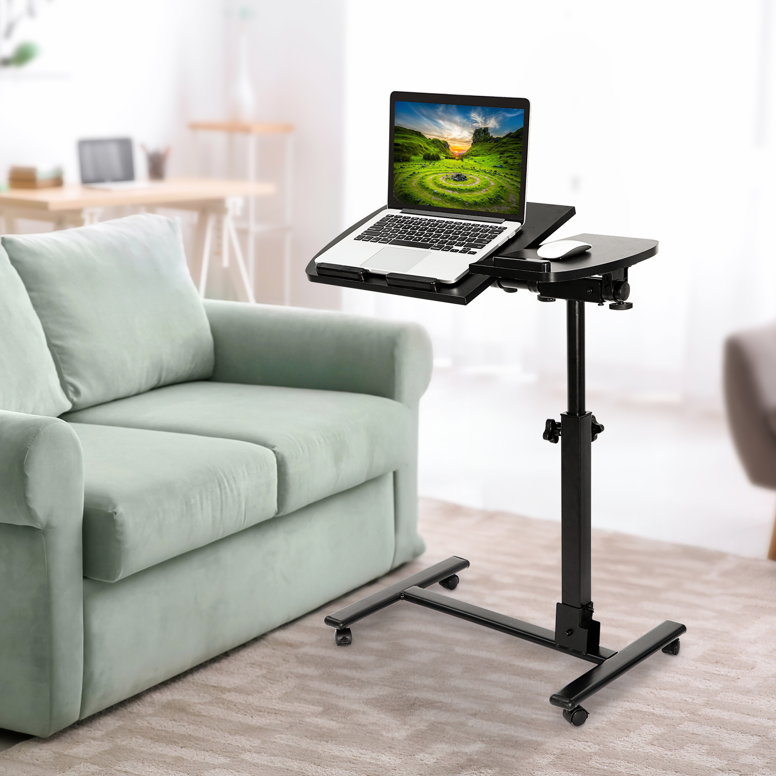 Adjustable Laptop Notebook Rolling Table Desk Stand Overbed Tiltable Tabletop