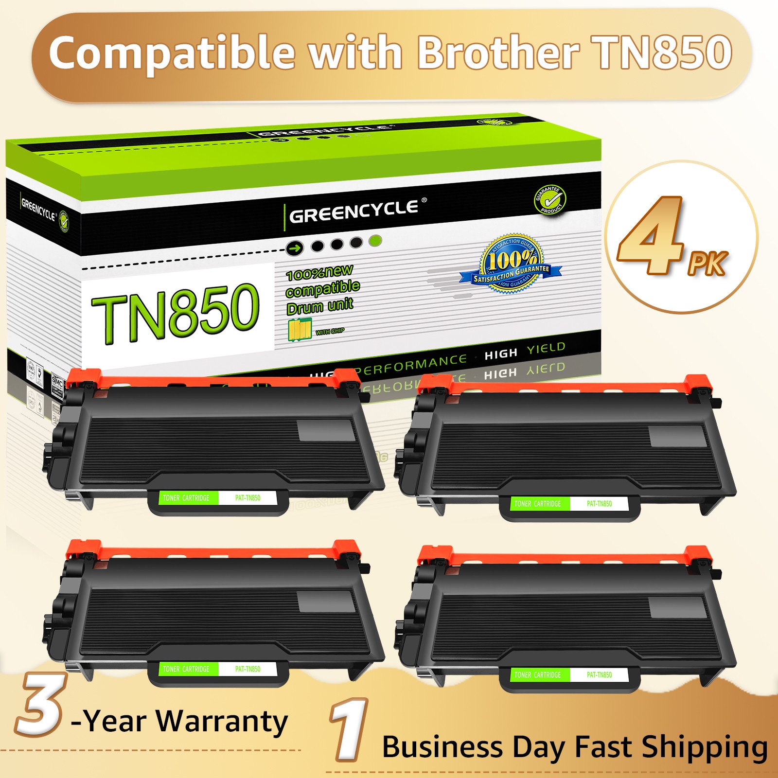 4PK TN850 Toner Cartridge Compatible for Brother MFC-L5800DW 5850DW L5900DW