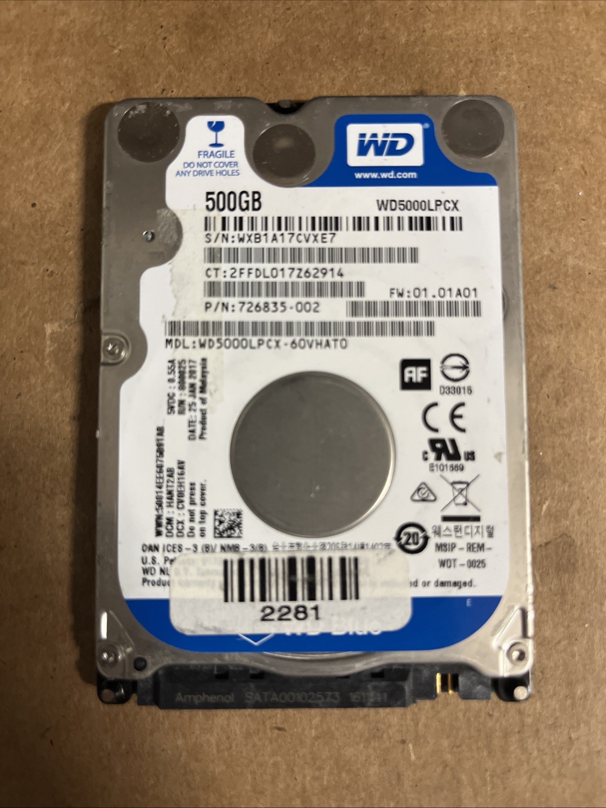 WD5000LPCX OEM WESTERN DIGITAL LAPTOP HARD DRIVE 500GB SATA HDD