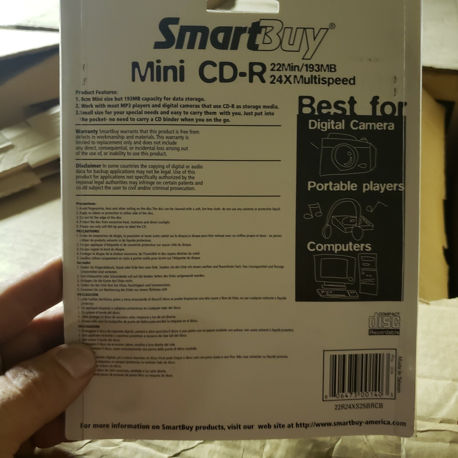 25x Mini CD-R 25 Pack 8cm 193 MB Mo 22 Minute 1x-24x Pocket CD-R Memory CDR NEW