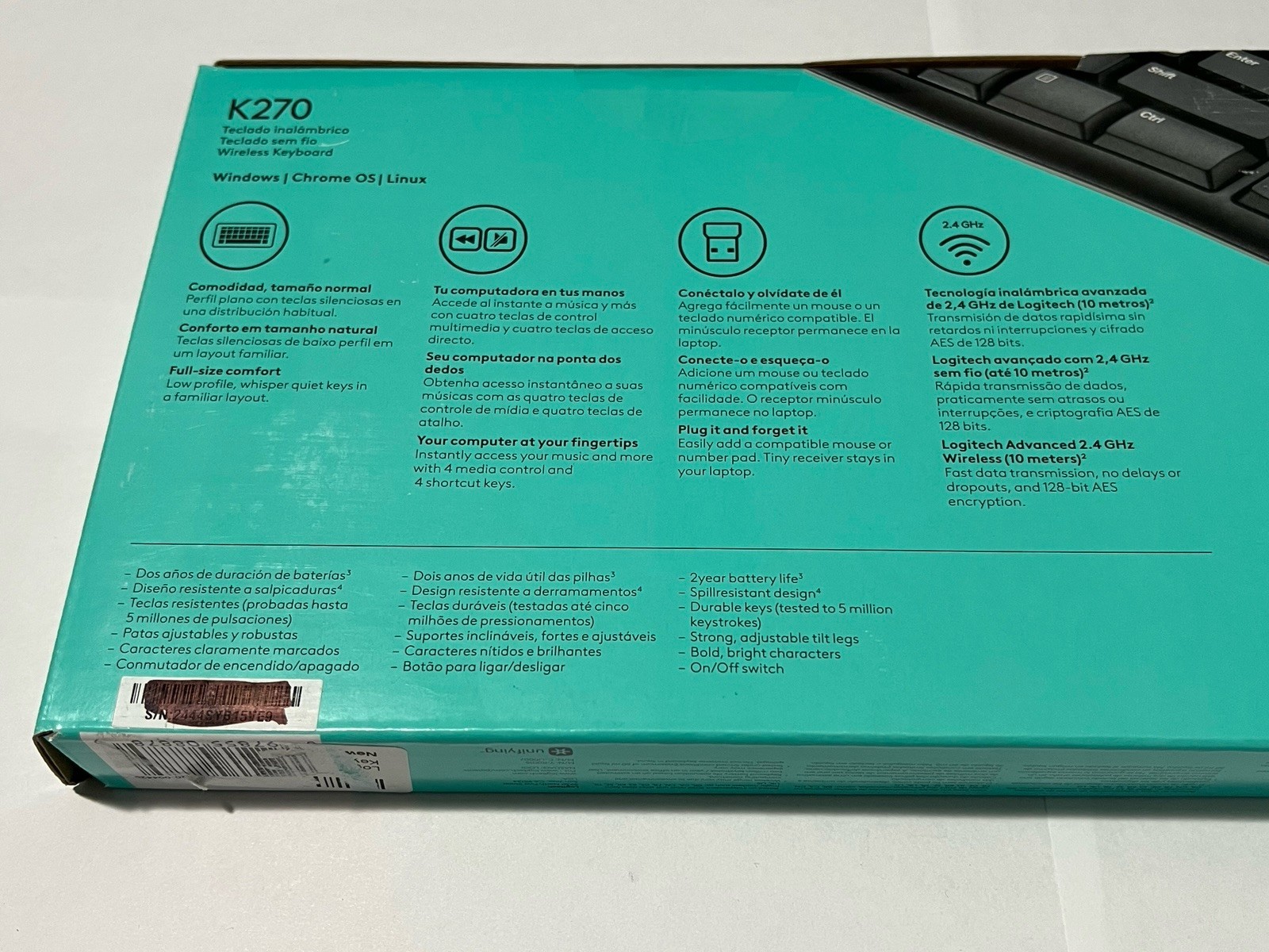 Bulk Logitech K270 Wireless Keyboard For Windows 2.4GHz Wireless Full-Size Black