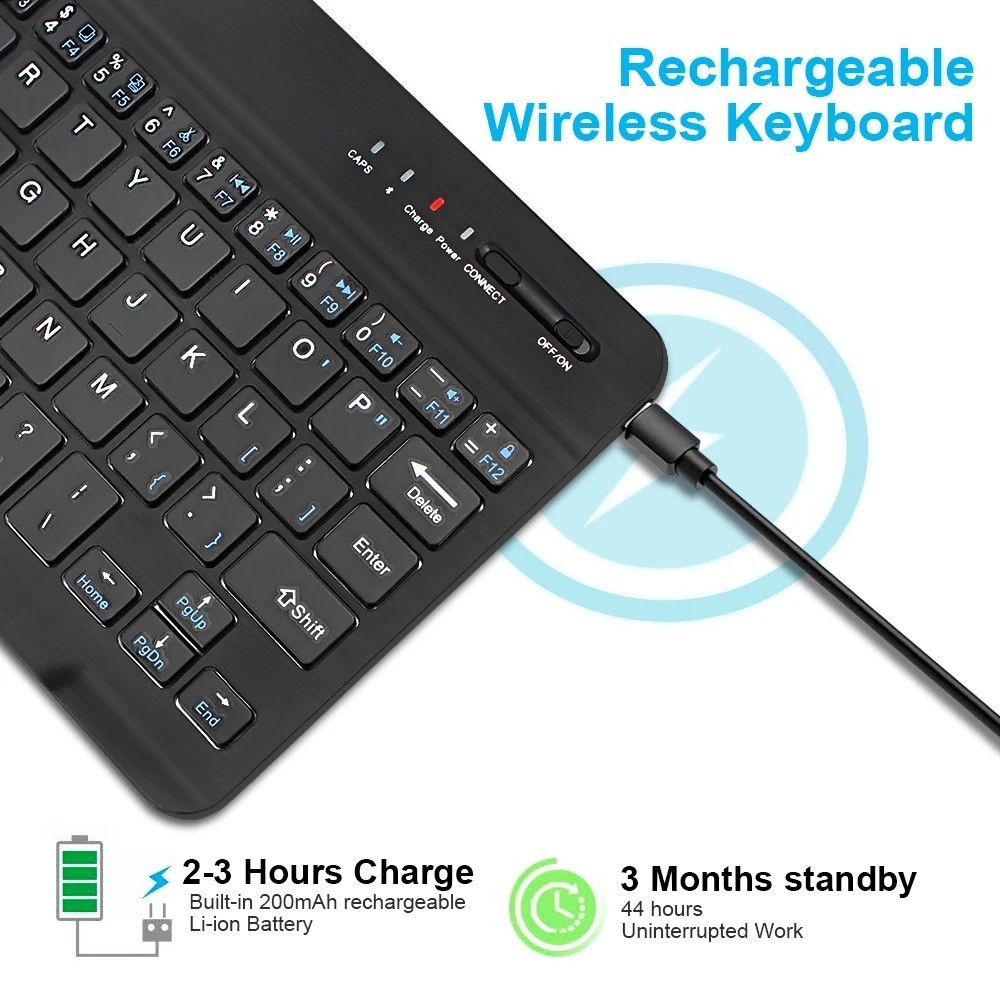 Bluetooth Wireless Keyboard Rechargeable for iPad Tablet Phone Laptop