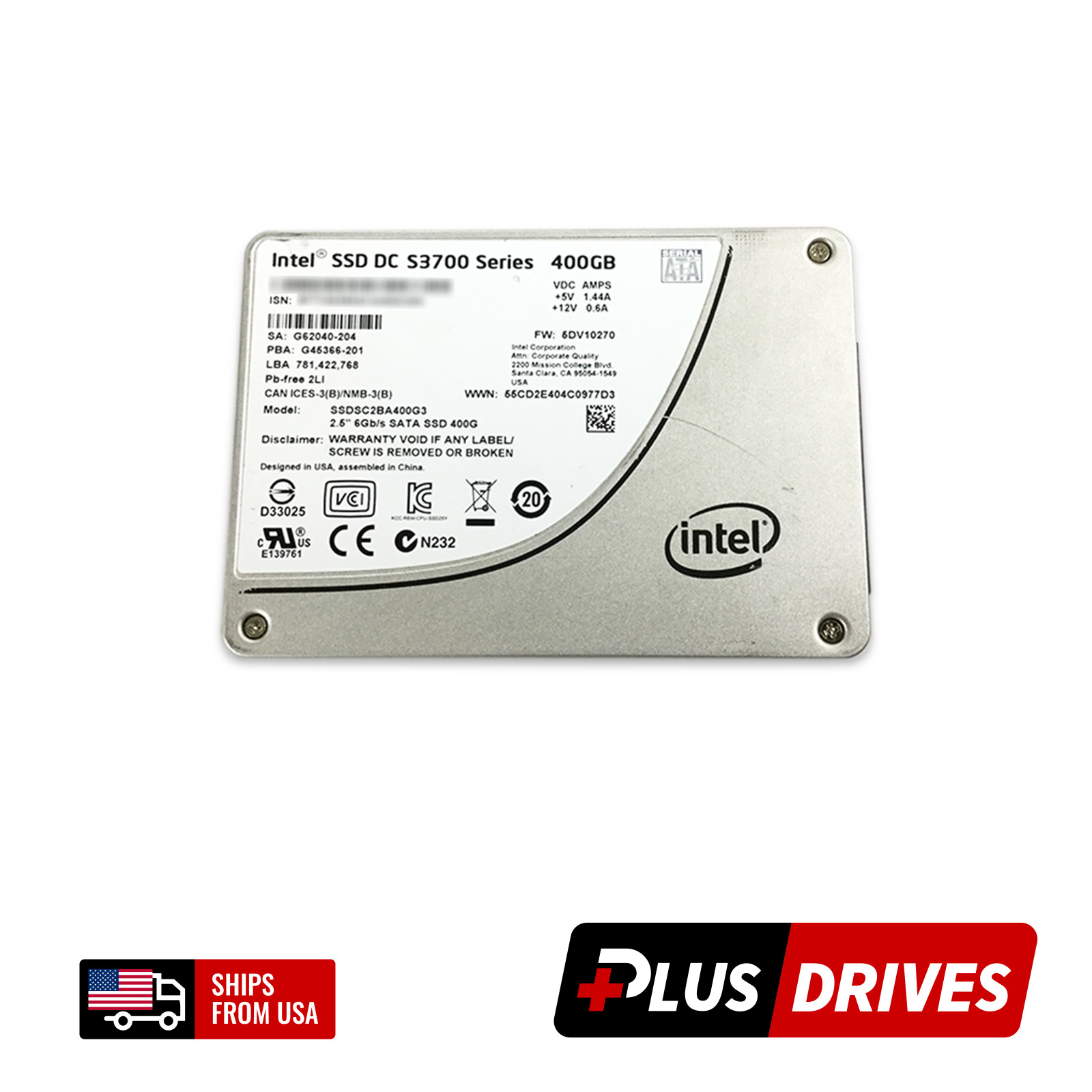 400GB SATA SSD Intel 2.5″ DC S3700 6Gbps MLC Enterprise Solid State Drive