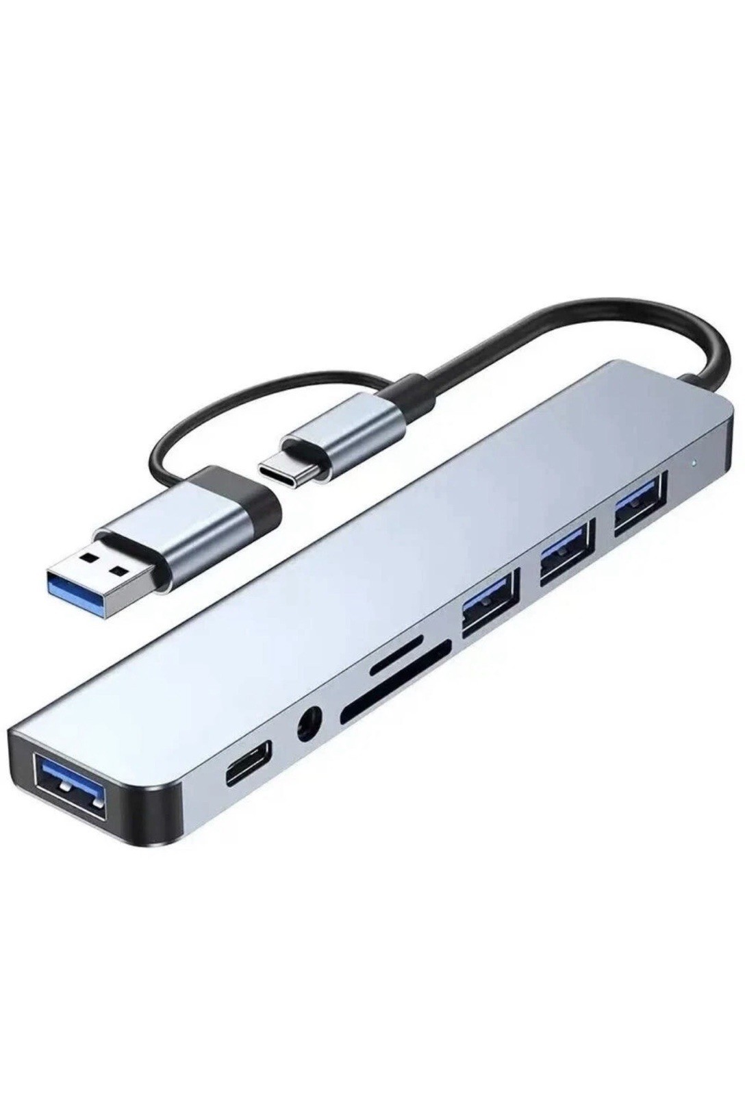 8 In 2 USB HUB With Splitter Card Reader, USB C Port, USB 3.0 / 2.0, SD/TF Split